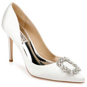 NEW Badgley Mischka White Satin Cher Pumps - Size 7.5